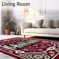 thumbnail image 2 of ODIKA 8'x10' Machine Washable Non-Slip Area Rug, Jolly Holiday Gnome Parade with Vintage Starburst and Striped Ornament Details High Traffic Rug, Red, 731633, 2 of 7