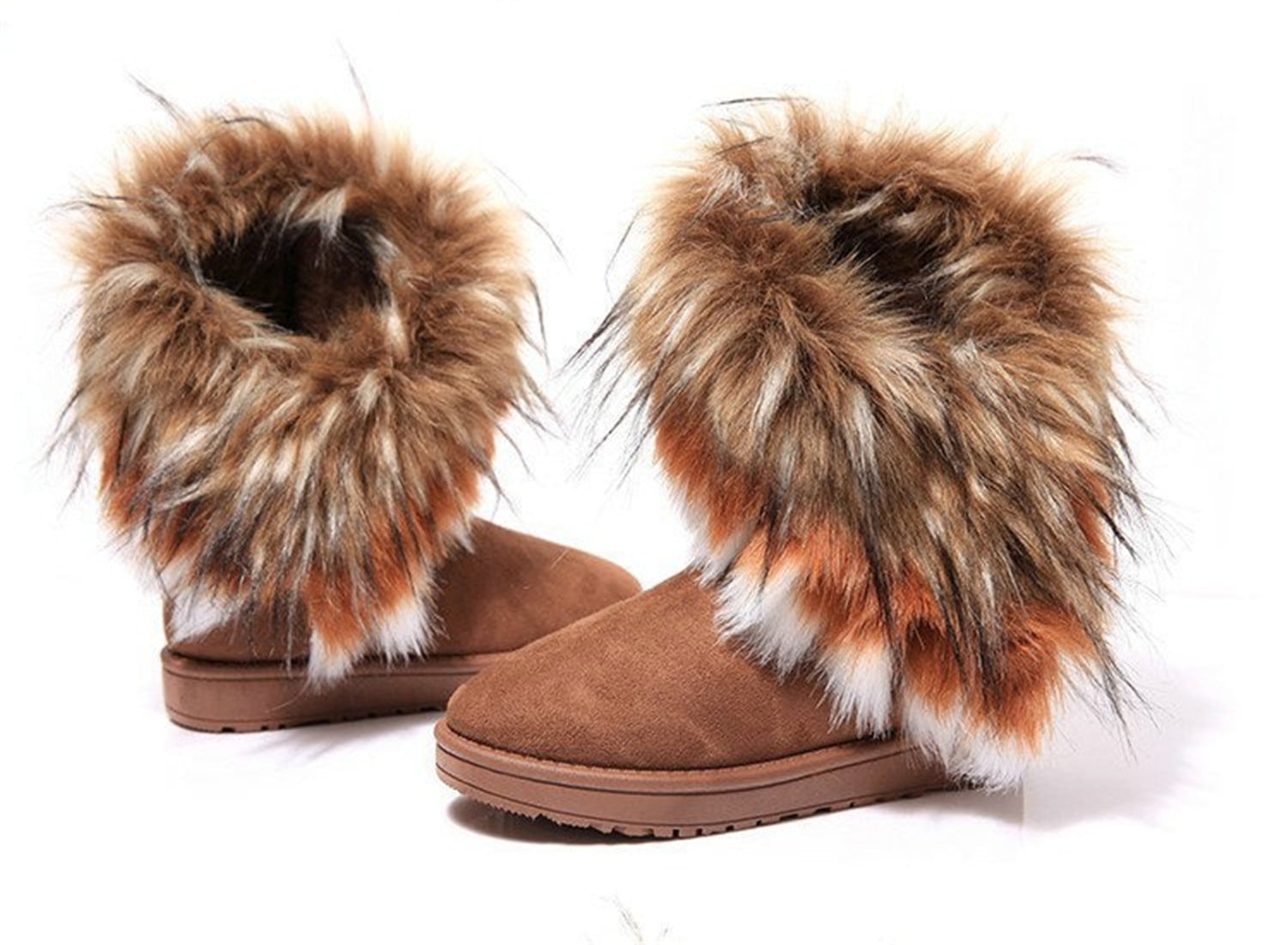 MAYZERO Women's Warm Faux Fur Lined Mid Calf Winter Snow Boots ...