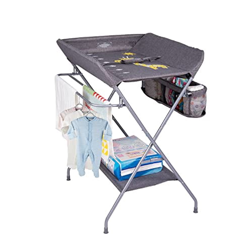 Maydolly Opvouwbare babycommode, mobiele commode met wielen en