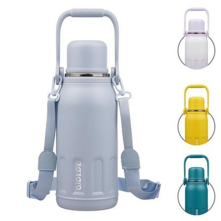 Insulated water bottle stainless steel, 40oz thermal flask with carry handle and leak proof lid, keeps beverages hot 12hrs cold 24hrs, ideal for outdoor sports, work, camping, blue haze