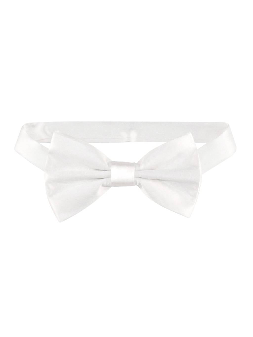 100% SILK BOWTIE Solid WHITE Color Men's Bow Tie for Tuxedo or Suit