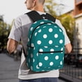 thumbnail image 6 of Pofeuu White Polka Dots With Teal Background Print Laptop Backpack Travel Canvas Backpack for School Lightweight and Comfortable Backpack College Backpack Schoolbag, 6 of 6
