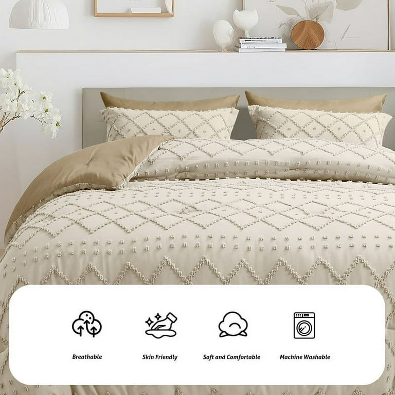 TAIMIT Zwarte queensize dekbedset - 7-delig, beddengoed sets met beddengoed voor het hele seizoen zacht gewatteerd warm pluizig omkeerbaar dekbed