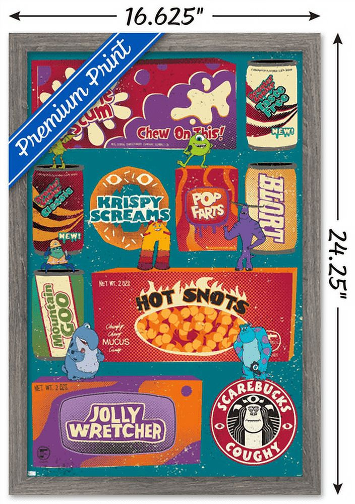 Disney Monsters at Work - Grid Wall Poster, 14.725" x 22.375", Framed