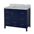 thumbnail image 2 of California 42" Bathroom Vanity with Royal Blue Cabinet and Carrara Marble Top, 2 of 6