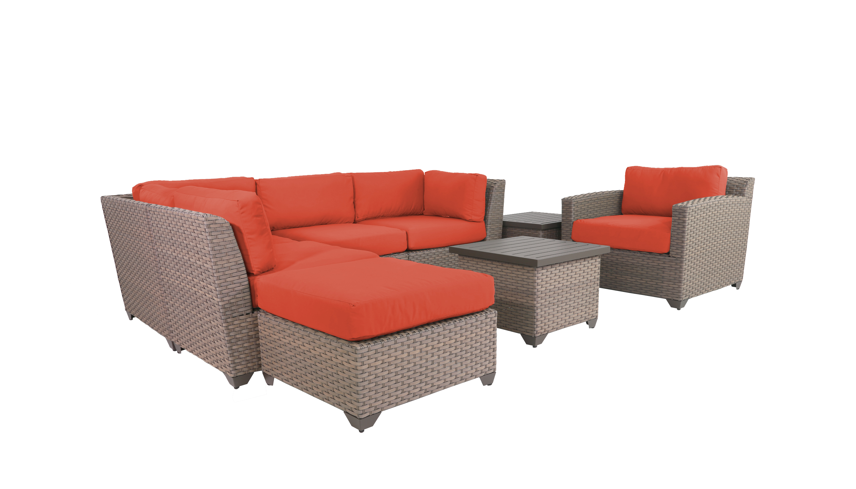 TK Classics Florence Wicker 8 Piece Patio Conversation Set with End Table and 2 Sets of Cushion Covers - image 3 of 12