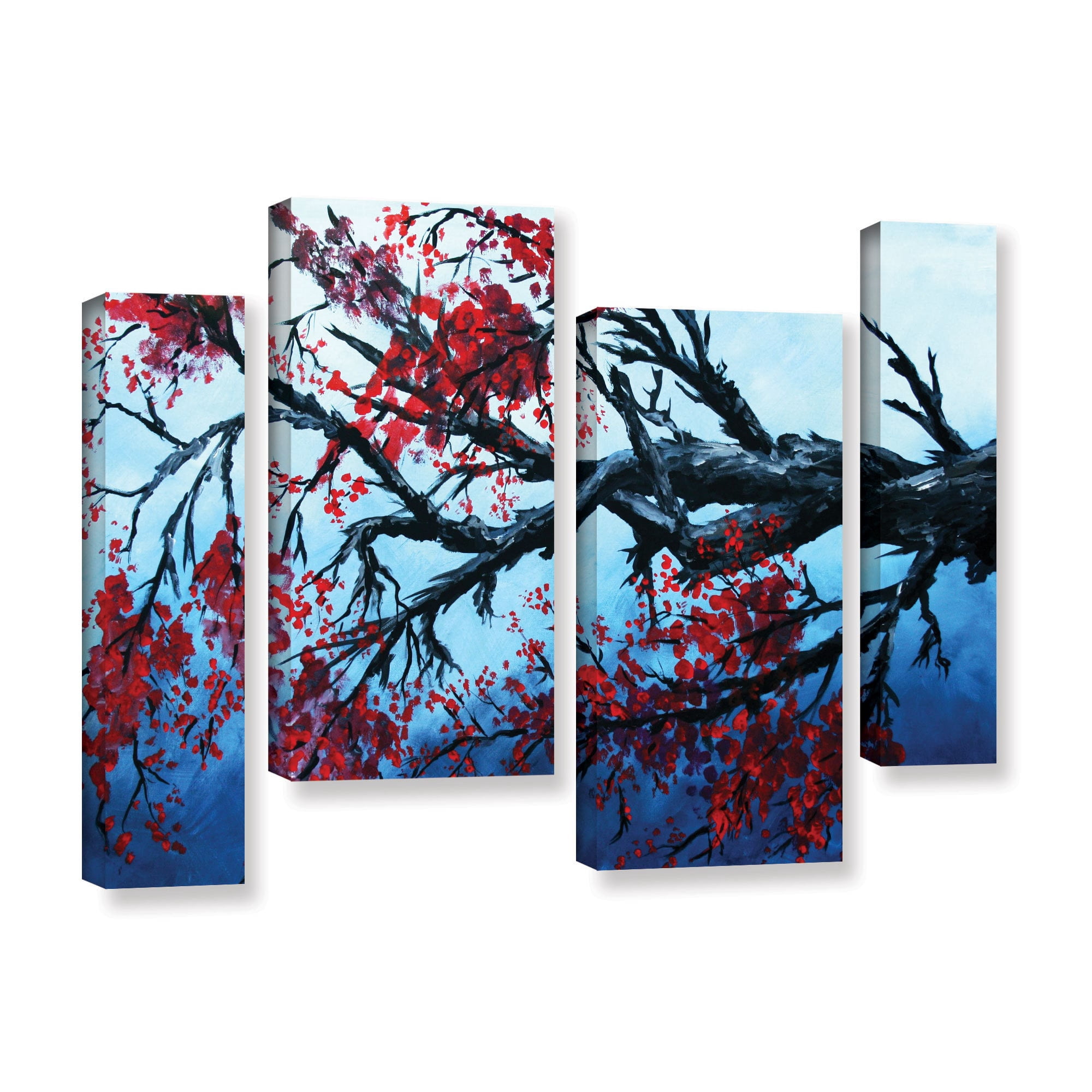 ArtWall Derek Mccrea "Japanese Cherry Blossom" 4-Piece Gallery-wrapped Canvas Staggered Set