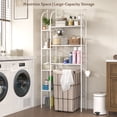 thumbnail image 4 of 7-Tier Over the Toilet Storage Rack, Heavy-Duty Metal Bathroom Organizer with Adjustable Shelf, Dual Toilet Paper Holders, Side Hooks, Space Saver for Small Bathroom Storage, Black, 4 of 8