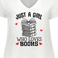 thumbnail image 4 of Inktastic Just A Girl Who Loves Books Women's Plus Size V-Neck T-Shirt, 4 of 5