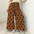 thumbnail image 4 of CHGBMOK Women's Polka Dot Wide Leg Pants Elastic High Waist Loose Casual Trousers Pull On Flowy Palazzo Pants with Pockets, 4 of 7