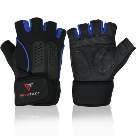 Kinetic Race Gloves - Onyx Tact Double Protection Fitness Gloves W/ Wrist Wrap Support for Gym Workouts, Weightlifting, CrossFit, & Spartan Race - Ultralight & Fully Padded Palms for Extra Grip- Moisture Wicking Design XL