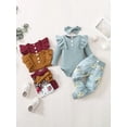 thumbnail image 4 of Dooleck Infant Ribbed Clothes Ruffle Bodysuit Leopard Halen Pant Outfit Streetwear, 4 of 8