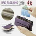 thumbnail image 5 of CaseMe Leather for iPhone Air 6.5-inch Case Wallet【RFID Blocking】with 7-Card Holder Zipper Bills Slot, Soft PU Leather Magnetic Shoulder Wrist Strap for iPhone Air 6.5-inch Wallet Case Women,Purple, 5 of 12