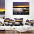 thumbnail image 4 of Designart Boat Docked in Lake at Sunset - Modern Seashore Throw Pillow - 12x20, 4 of 5
