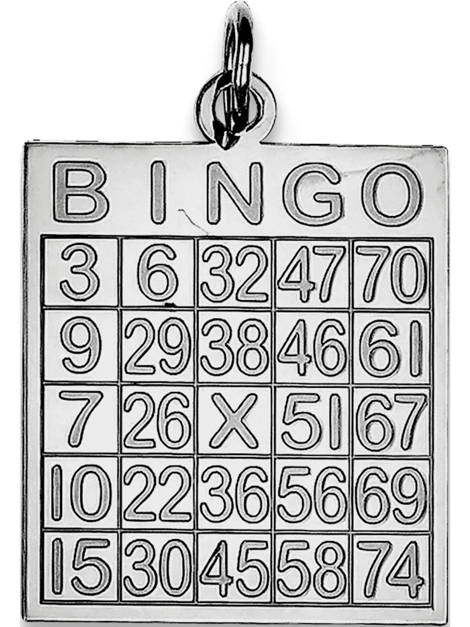 Sterling Silver Bingo Card Polished Charm