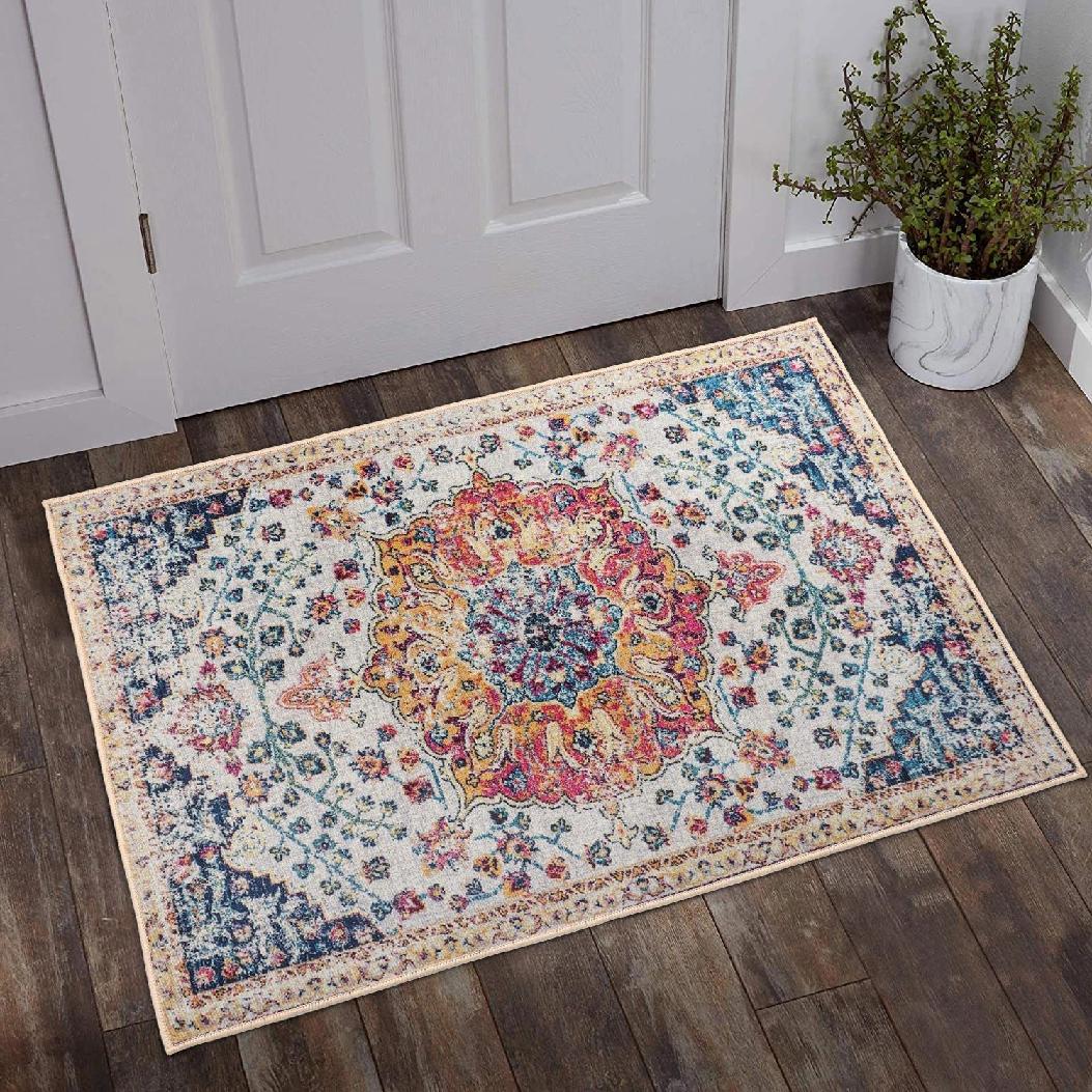 Boho Area Rug Non Slip Thin Entryway Rug Doormat Washable