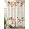 thumbnail image 2 of Farmhouse Fall Thanksgiving Shower Curtain, Boho White Floral Pumpkin Leaf Bathroom Decor Curtains Set with Hooks, Waterproof Fabric Home Accessories， Stall 54 X 78 Inch, 2 of 6