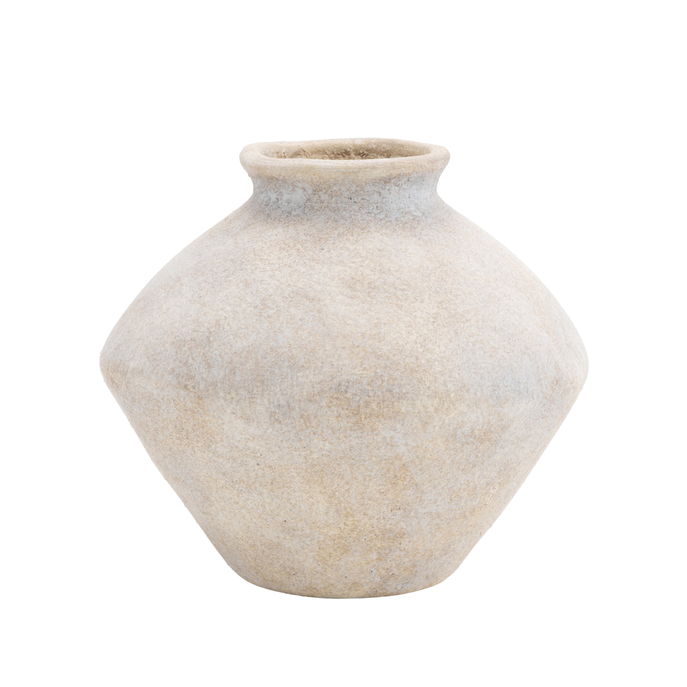 DecMode 7" Antique Style Washed Cream Ceramic Vase