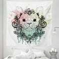 thumbnail image 1 of Animal Tapestry, French Bulldog with Floral Wreath on Brushstroke Watercolor Print, Fabric Wall Hanging Decor for Bedroom Living Room Dorm, 5 Sizes, Pale Green Pale Pink, by Ambesonne, 1 of 1