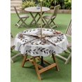 thumbnail image 3 of Outdoor Tablecloth with Umbrella Hole and Zipper, Western Stars Retro Round Table Cloth 54 Inch Waterproof Tablecloth, Wheat Rings Farmhouse Wooden Stripes Picnic Table Cover for Patio Camping, 3 of 7
