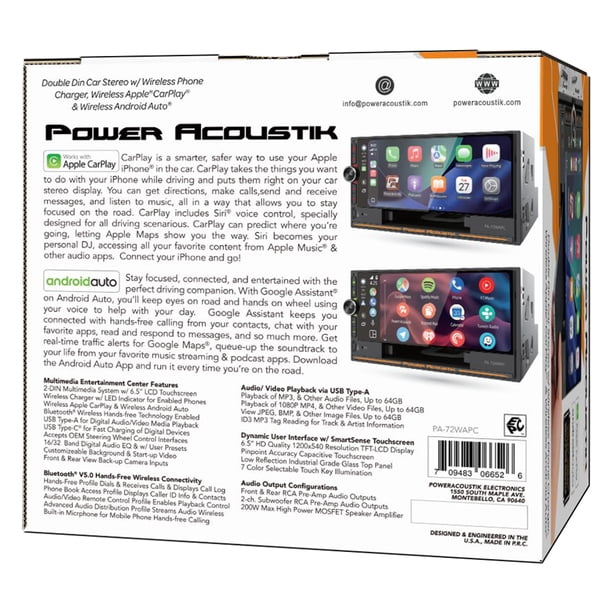 Power Acoustik PA-72WAPC 7-Inch 2-DIN Car Stereo, Wireless Apple Power Acoustik PA-72WAPC 7-Inch 2-DIN Car Stereo, Wireless Apple