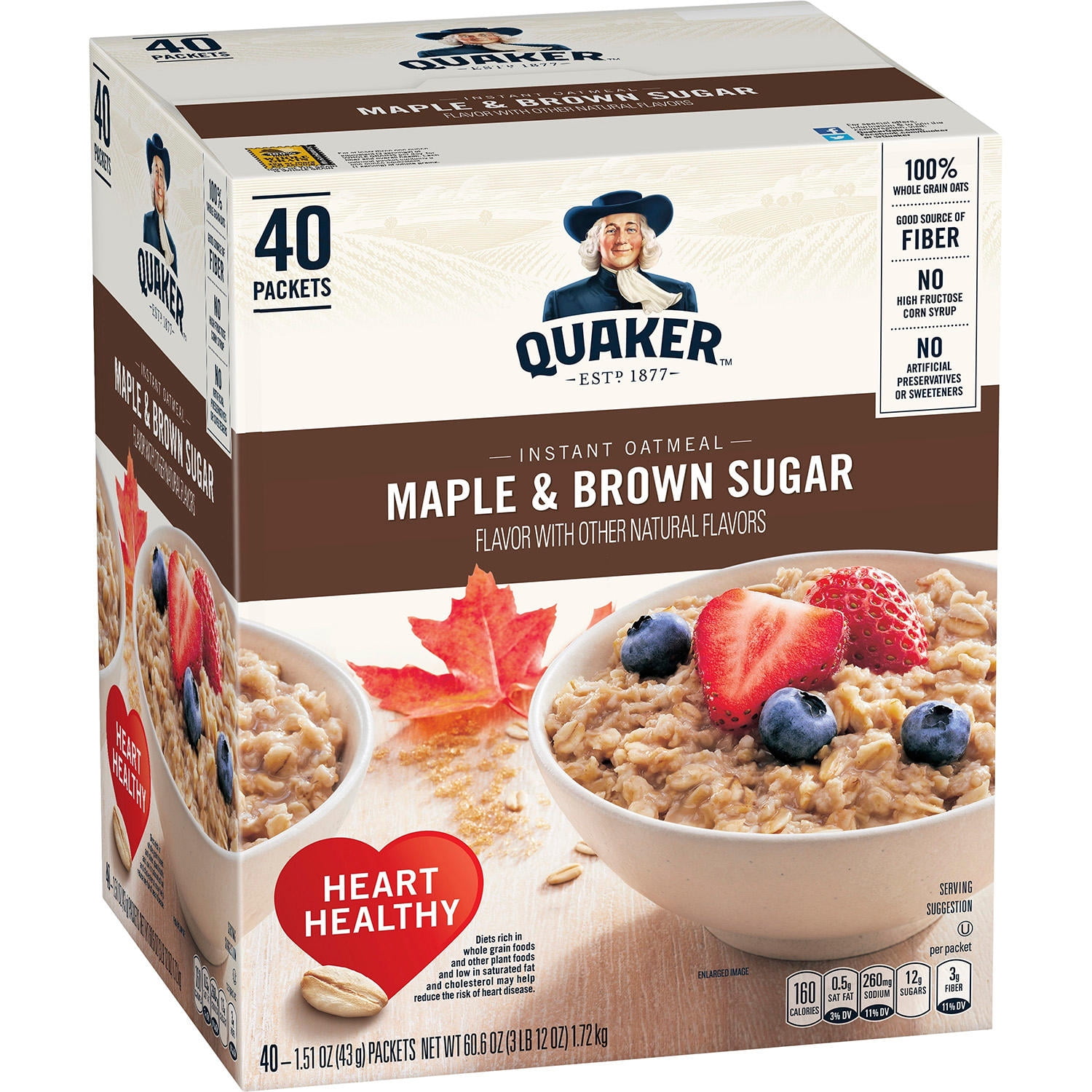 Quaker Instant Oatmeal, Maple Brown Sugar (40 pk.)