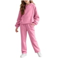 thumbnail image 3 of Zanarzt Kid Girls Clothes Girls Outfits Kids Sweatsuit 2 Piece Outfits for Girls Athletic Sweatshirt Sweatpants Cozy Fleece Jogger Set Pink,6-7 Years, 3 of 9