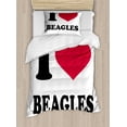 thumbnail image 1 of Beagle Duvet Cover Set Twin Size, I Love Beagles Lettering Dog Lover Graphic on Plain Background Print, Decorative 2 Piece Bedding Set with 1 Pillow Sham, Charcoal Grey Vermilion, by Ambesonne, 1 of 3