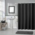 thumbnail image 1 of Hometrends Waffle Fabric Shower Curtain, 70 Inches x 72 Inches, Black, 1 of 5