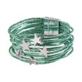 thumbnail image 1 of Tachiuwa Bangle Bracelet Artifical Leather Wedding Girl Alloy Layered Stackable Charm Green, 1 of 9