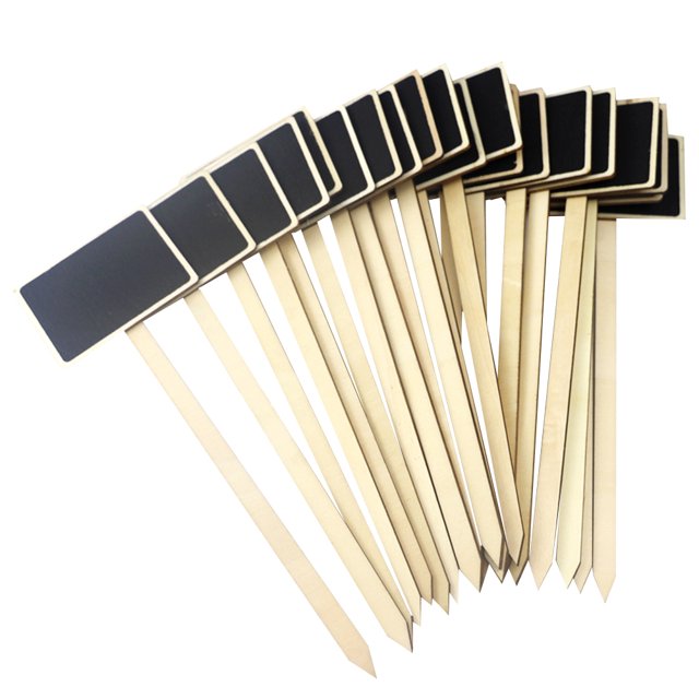 Miangastore 20 Pcs Mini Adorables Tableaux Noirs en Bois pour Message Pics Plante Bricolage Enseignes