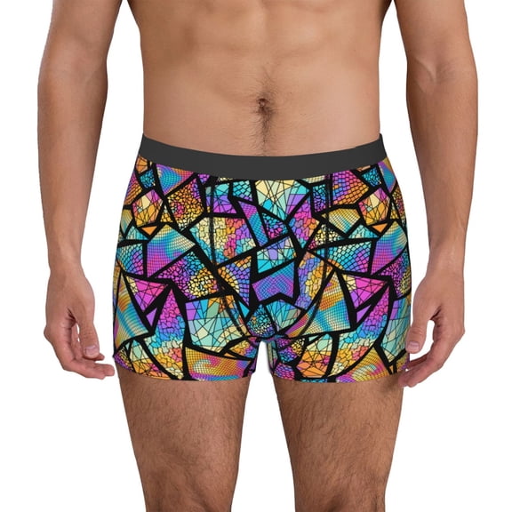 Xecao Colored Glass1 Print Men's Underwear Boxer Briefs Pack - Your ComfortSoft, Moisture-Wicking, and Breathable Choice for Men's Underwear-Small