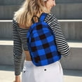 thumbnail image 6 of Naloa Buffalo Plaid Blue Black Canvas Backpack for Men Women Rucksack Casual Travel Daypack College Tote Satchel Bookbag for Teens-Small, 6 of 7