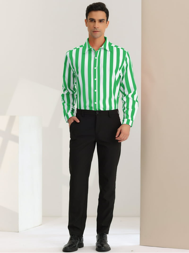 green emerald velvet dress Everyday Green Bengal Stripe Casual Shirt – Non-Iron, Wrinkle-Resistant Classic / 17 / Medium (32-33) main image 1