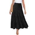 thumbnail image 2 of Womens Maxi Skirts Boho Summer Casuel Flowy Flared Elastic High Waist Pleated A-Line Solid Color Swing Long Skirts, 2 of 10