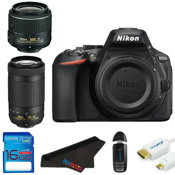 Nikon D5600 Dslr Camera With Nikon Af P Dx Nikkor 18 55mm F 3 5 5 6g Vr Lens Nikon Af P Dx Nikkor 70 300mm F 4 5 6 3g Ed Vr Lens Pixi Starter Bundle Kit Walmart Com Walmart Com