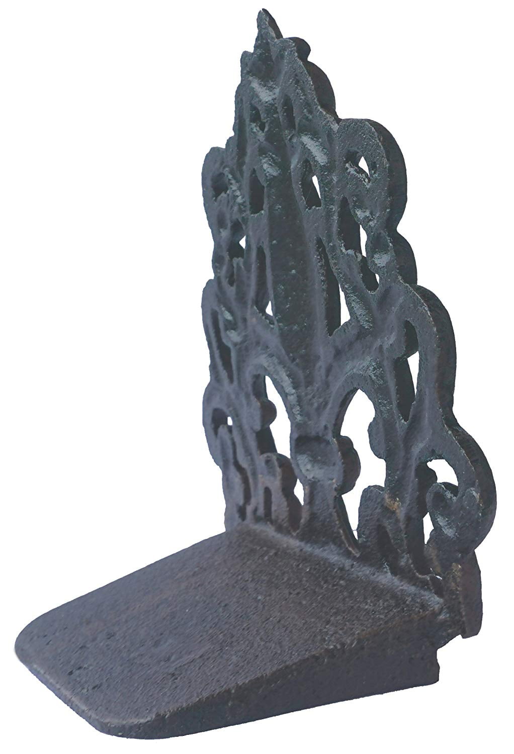LuLu Decor, Cast Iron Fleur De Lis Door Stop, Door Stopper in Antique Black Finish, Beautiful and Useful Product, Simply Insert Flat Base Underneath Your Door Space, Works Great (LB15BK3)
