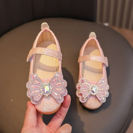 

GUOBIOZIY Girl Shoes Dress Shoes Toddler Girls Flats Low Heel Princess Wedding Shoes for Little Big Kids（Pink 5-5.5 Y）