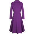thumbnail image 5 of kakina CMSX Womens Jackets and Coats, Womens Winter Lapel Button Long Trench Coat Jacket Ladies Overcoat Outwear Purple, XXXL, 5 of 8