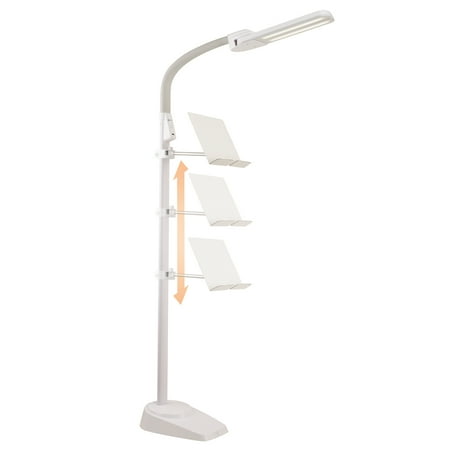 OttLite - Dual Shade LED Floor Lamp with USB Charging Station - White