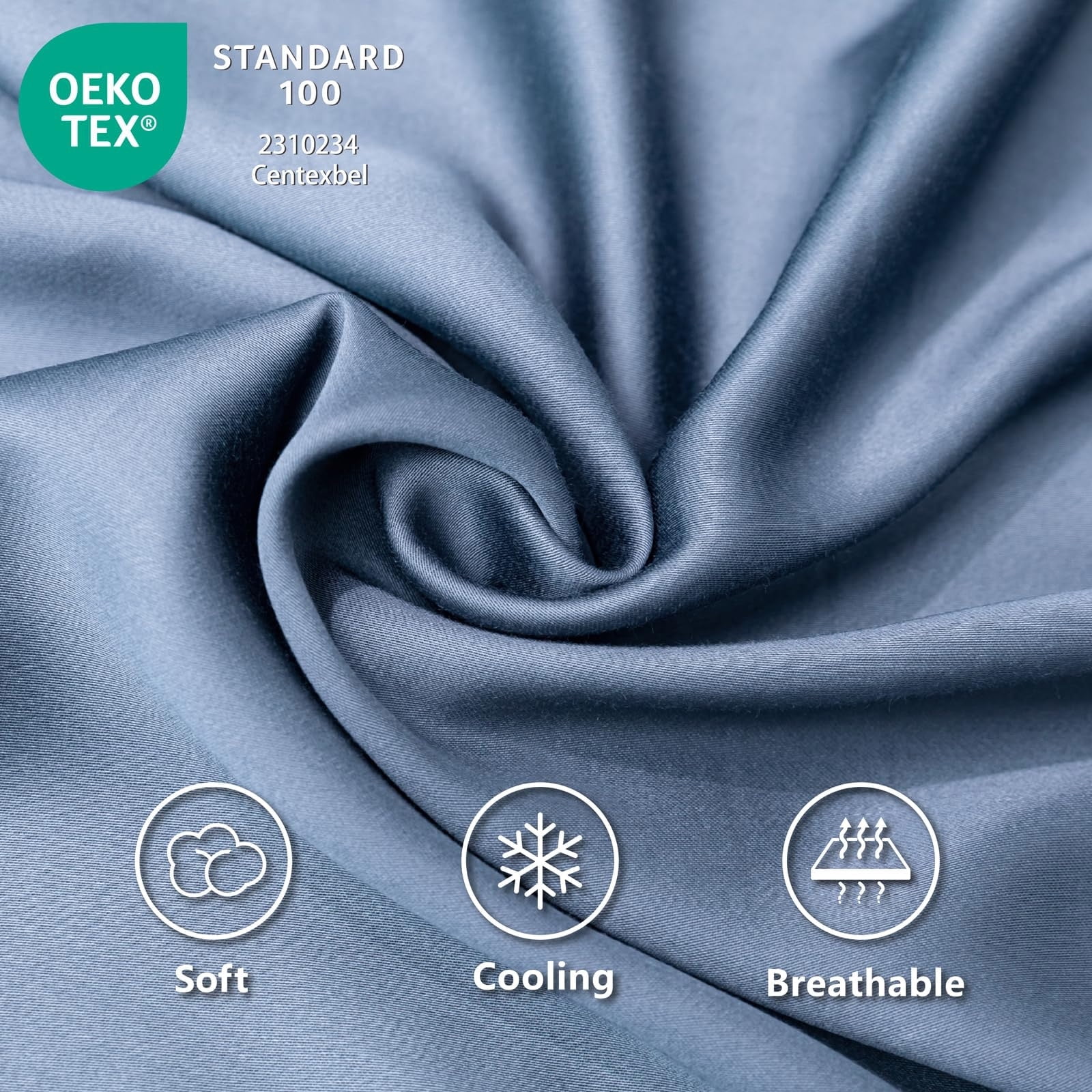 Lidoloka Luxury Bamboo Bed Sheets Set Full 4 Pcs for Adult,Soft&Cool,16" Deep Pocket,Blue Gray