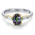 thumbnail image 3 of Gem Stone King 10K Two Tone Gold Green Mystic Topaz and Lab Grown Diamond Engagement Ring for Women | 1.88 Cttw | Oval 8X6MM | Gemstone November Birthstone | Size 6, 3 of 6