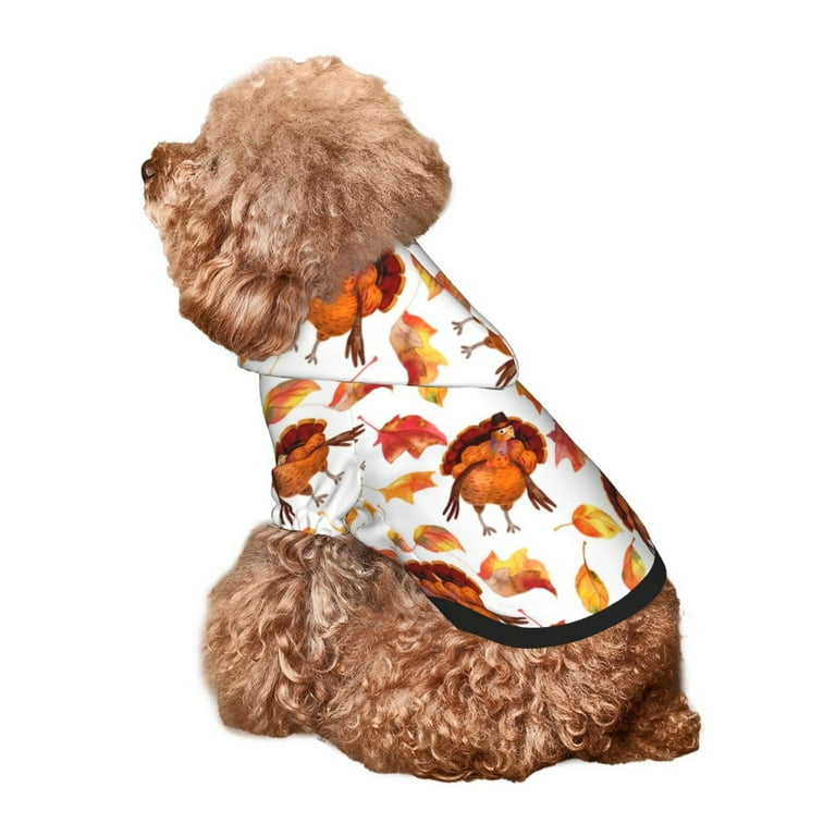 Gaeub Thanksgiving Turkey Leaves Dog Hoodie Sweatshirts Warm Dog