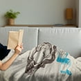 thumbnail image 3 of Oyster Soft Flannel Fleece Throw Blanket, Sketched Virginica Atlantic Oysters on Polka Dot Background, Cozy Plush for Indoor and Outdoor Use, 70" x 90", Dark Brown Azure Blue, by Ambesonne, 3 of 5
