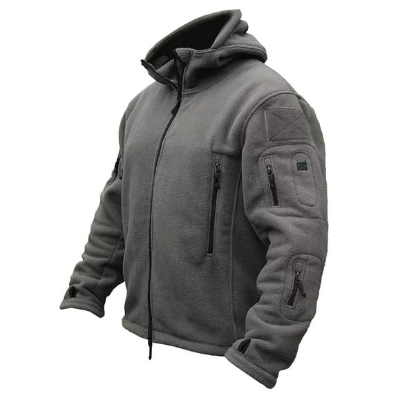 Mens Fleece Jacket Full Zip Tactical Hoodies Winter Coats Outdoor Windproof Hoodies Warm Hunting Jackets