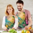 thumbnail image 3 of Colorful Tropical Leaf Pattern Apron-Garden Aprons for Women with Pockets-Cotton Linen Waterproof Kitchen Cooking Gardening Aprons Adjustable for Kitchen,Cooking,BBQ and Salon 33x27 Inch, 3 of 7