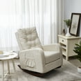 thumbnail image 3 of Rocking Chair Single Sofa Reclining Chair, Recliner Armchair with Wood Legs and Side Pocket, Nursery Rocking Accent Chair with High Back for Living Room Bedroom, 3 of 9