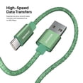 thumbnail image 4 of Powertek USB-A to USB-C Cable, Fast Charging Type-C Charger Cord, Durable Tangle-Resistant Sync Cable, Mint Glitter, 6FT, 4 of 5