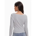 thumbnail image 5 of Women's Scoop Neck Long Sleeve Slim Fitted Casual Basic Crop Top, 5 of 6