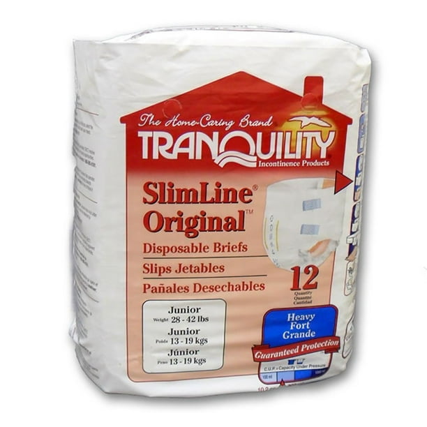 Slimline Disposable Junior Briefs Qty 12, Tranquility's heavy